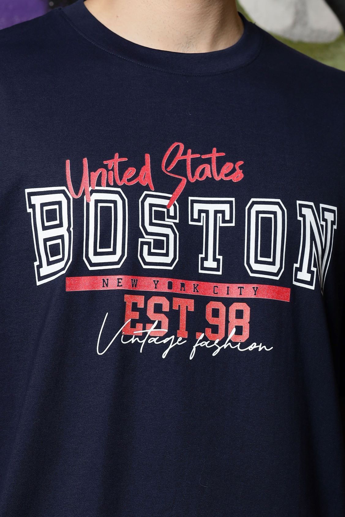 BOSTON- Oversized T-shirt (Navy Blue)