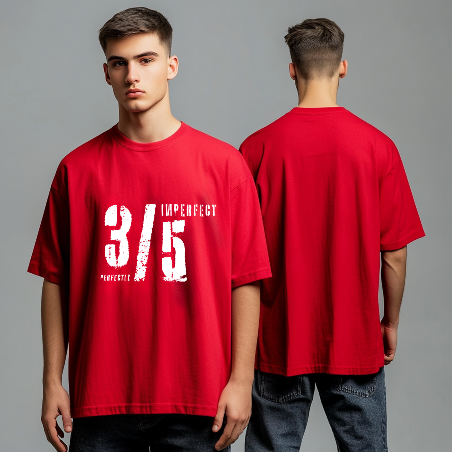 3 by 5 Imperfect - Oversized T-shirt (Red)