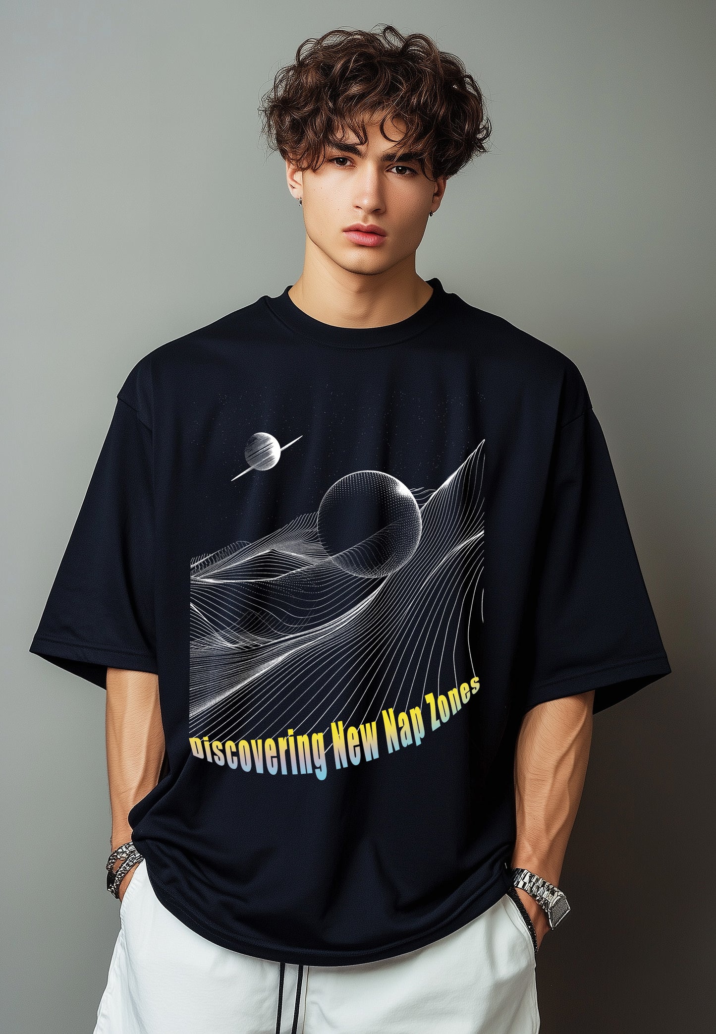 Space Nap - Oversized T-shirt - Black